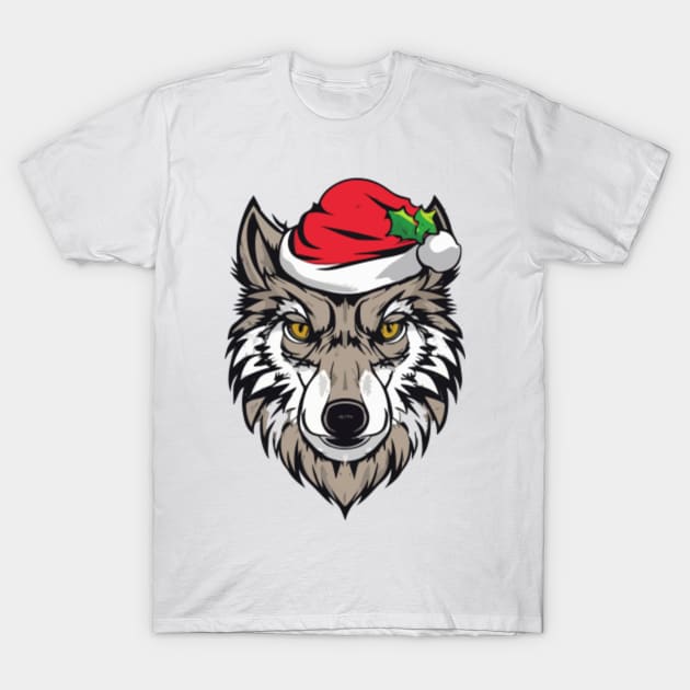 christmas wolf santa hat T-Shirt by Jayden Forster